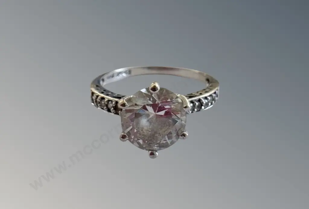 9ct White Gold Solitaire Ring, Size M TW2.6gms Image 1++