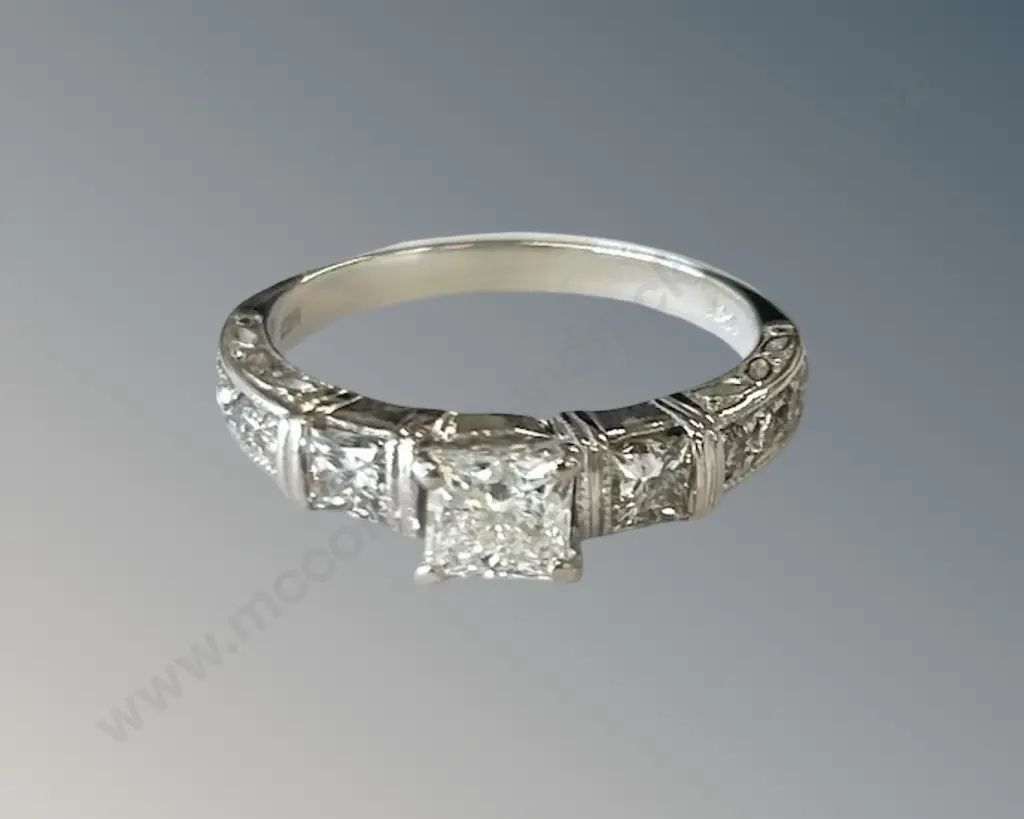 14ct White Gold Diamond Ring, Size L/M, TDW1.20ct, I Colour, TW5gms, Valuation $7999 Image 1++