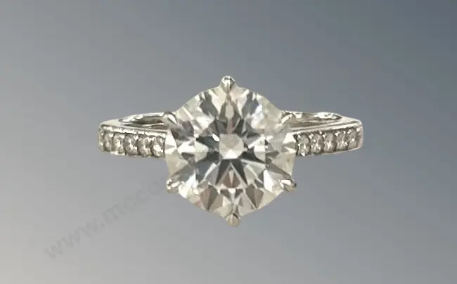 18ct White Gold Lab Diamond Solitaire Ring, 3.03ct, Size M, TW5.42gms, Valuation $13000 Image 1++