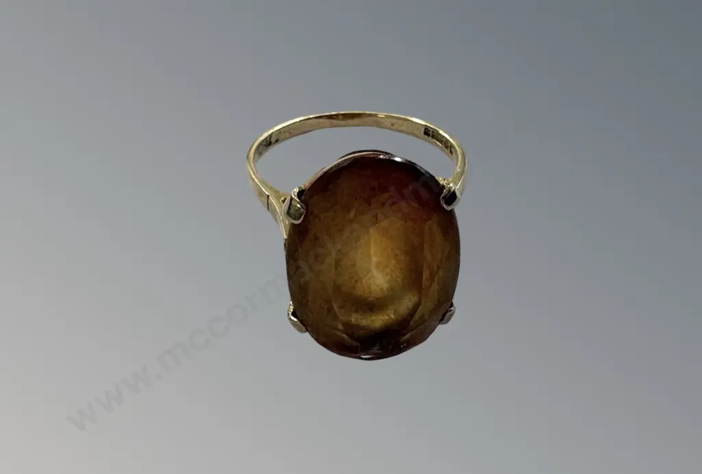 9ct Gold Citrine Dress Ring, Size N/O, TW5.1gms Image 1++
