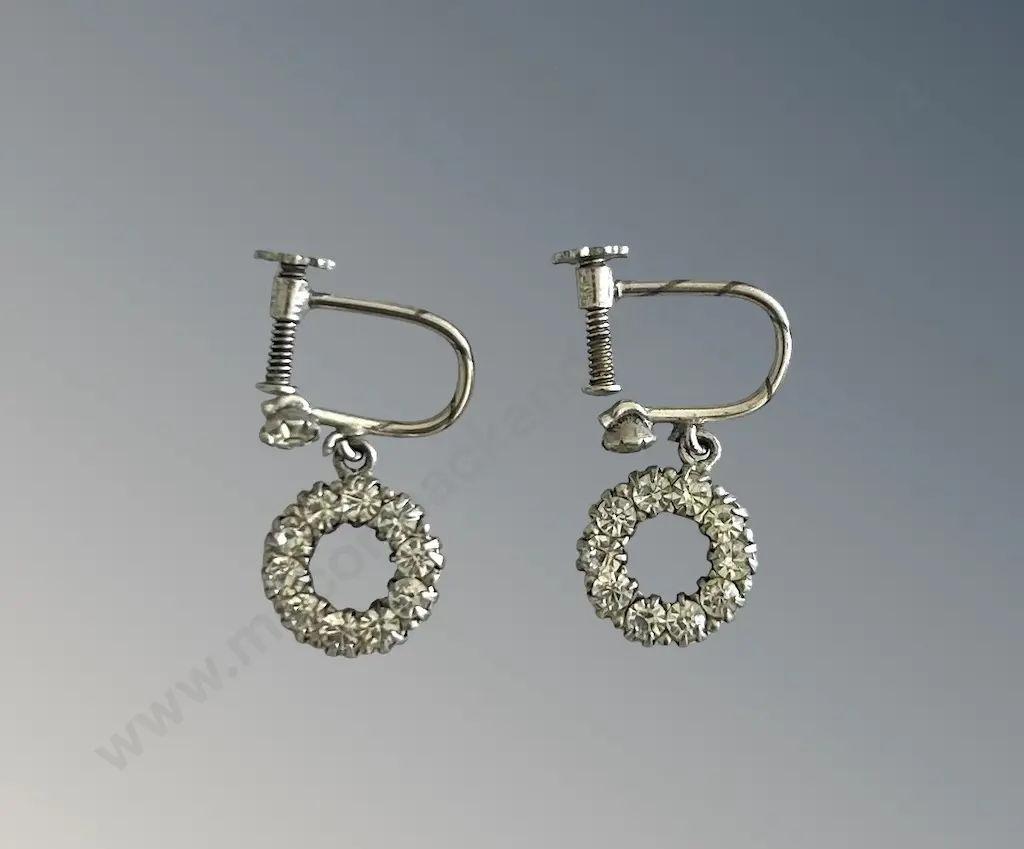 Pair of Circular Diamante Drop Earrings Image 1++