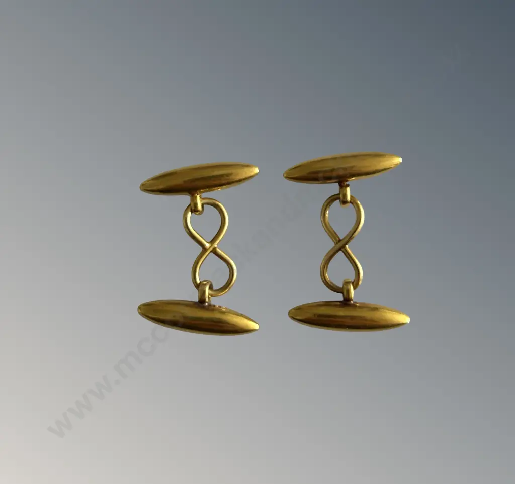 Pair 18ct Gold Cufflinks, TW5.4gms Image 1++