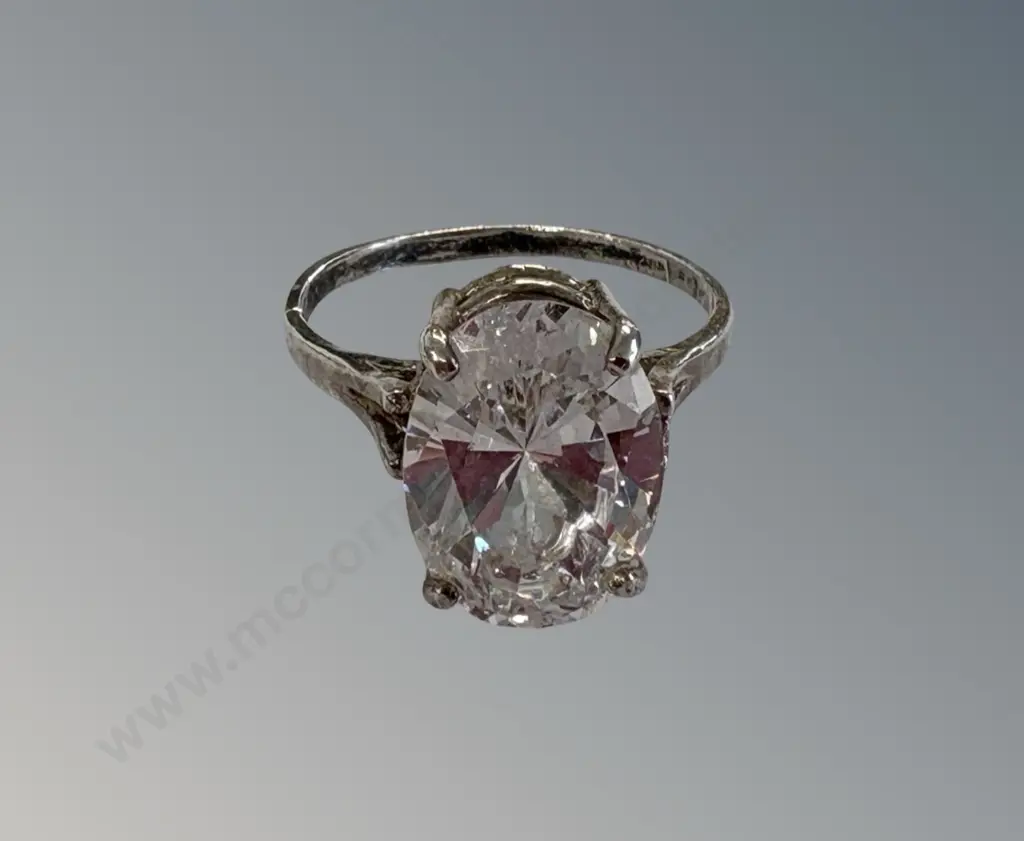 Sterling Silver Cubic Zirconia Ring, size Q, TW4.2gms Image 1++