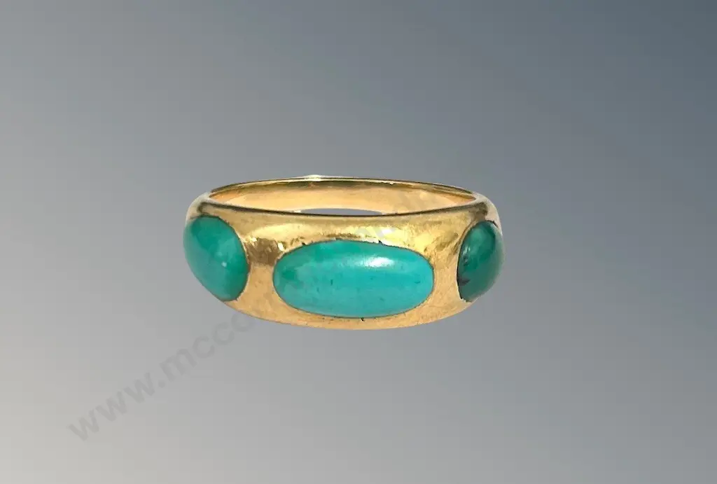 18ct Gold Turquoise Ring, Size L, TW3.9gms Image 1++