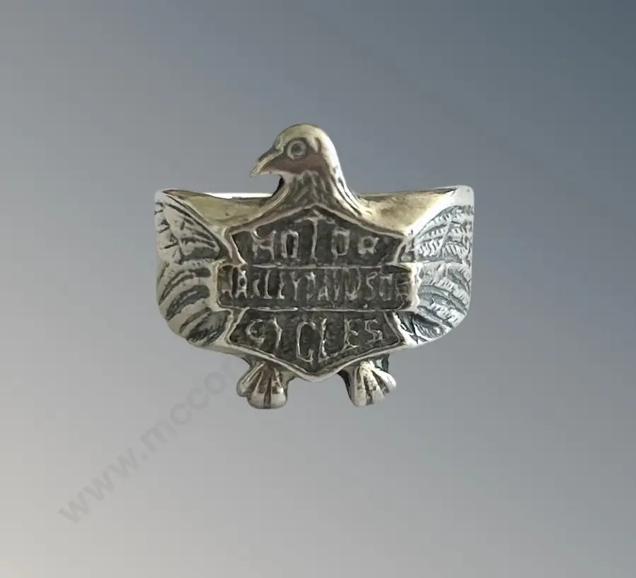 Sterling Silver Harley Davidson Ring, Size S, TW7.2gms Image 1++