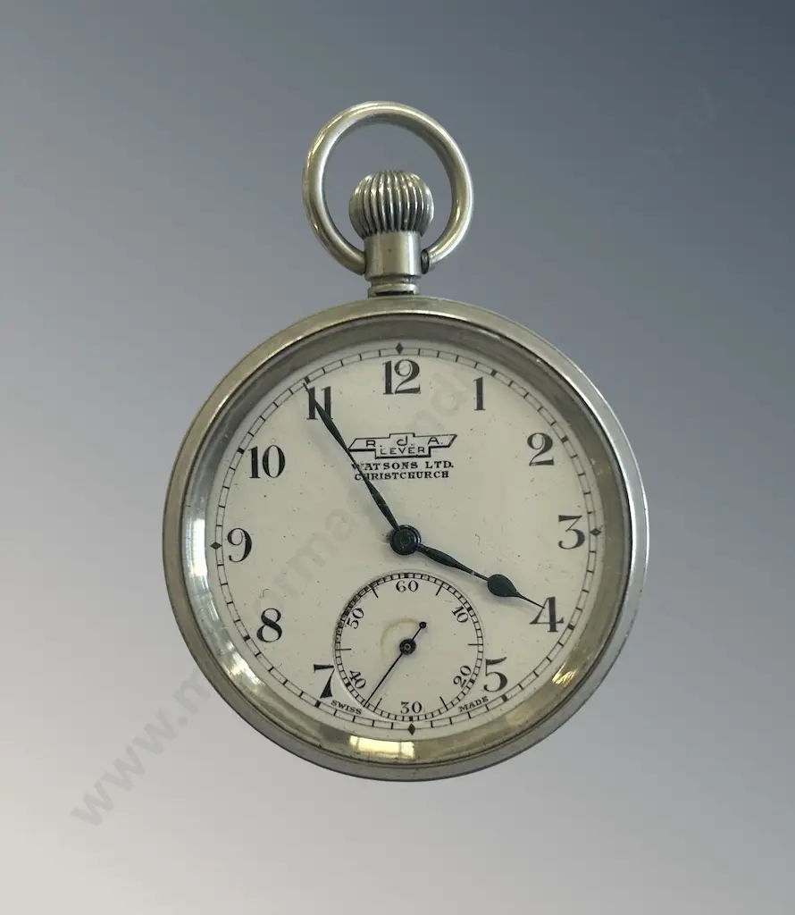 Sterling silver Pocket Watch with Blue Steel Hands, Watsons Ltd, TW95.2gms Image 1++