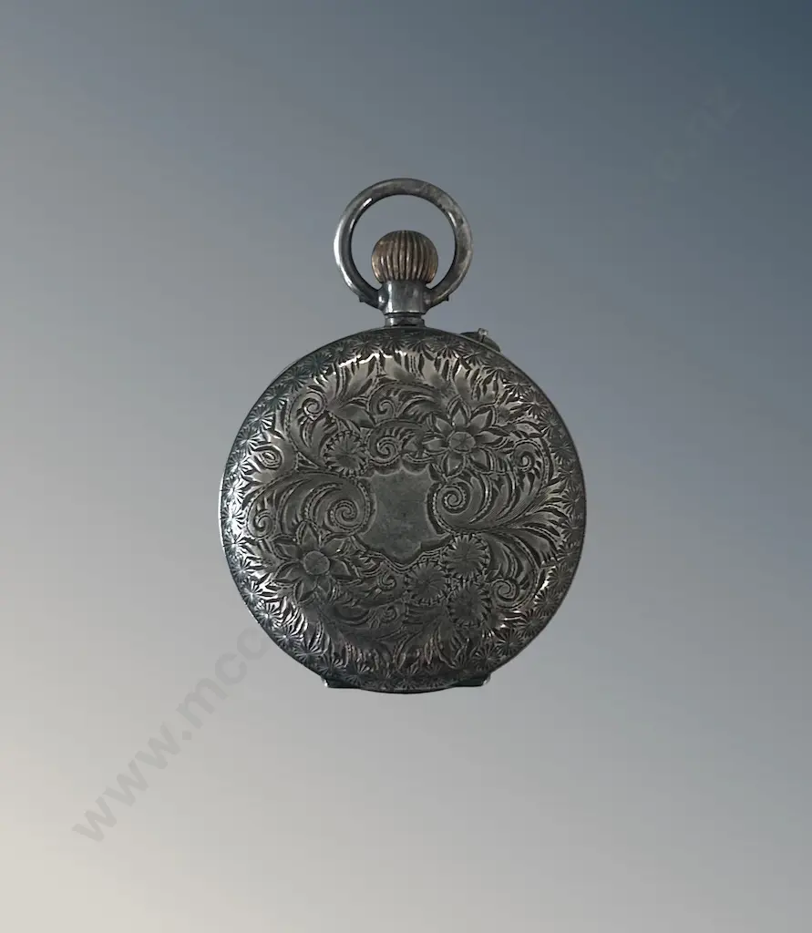 Sterling Silver Embossed Pocket Watch, TW31.3gms Image 1++