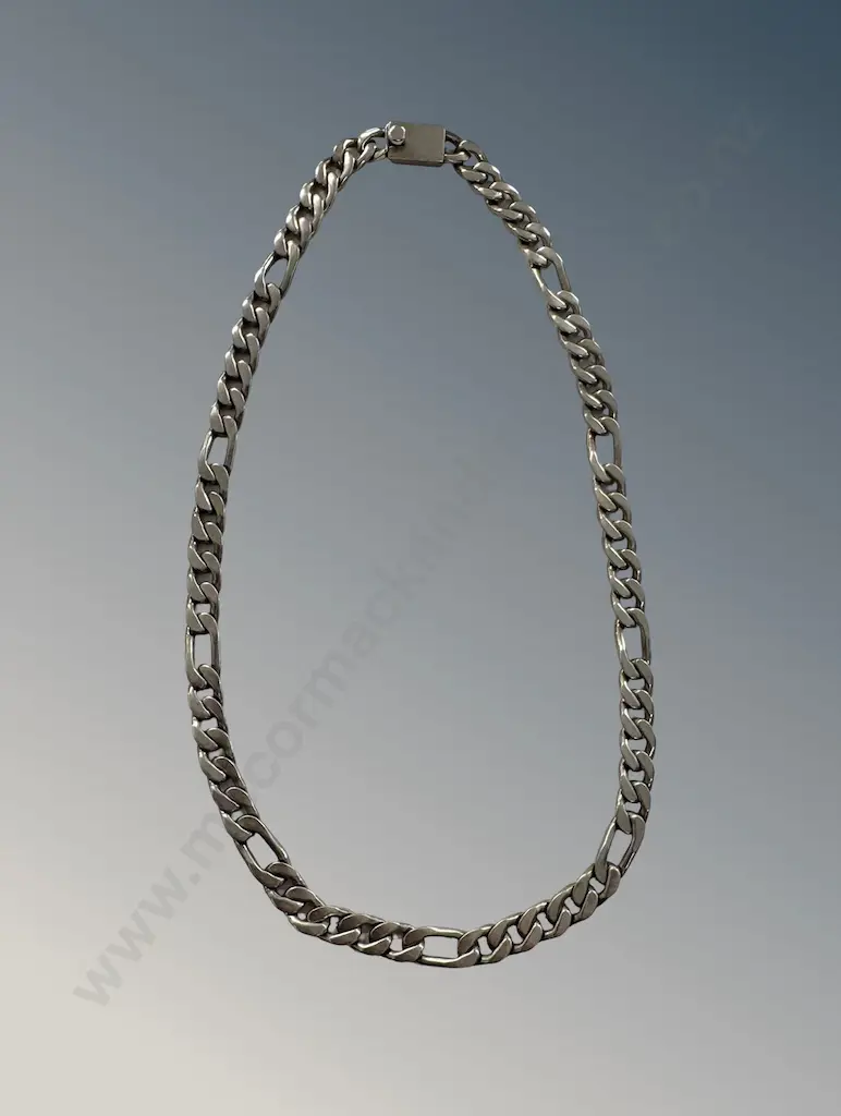 Sterling Silver Flat Curb Link Chain Necklace, L52cm, TW76.3gms Image 1++