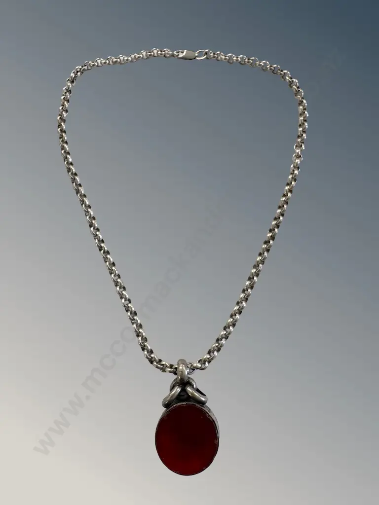 Sterling Silver Chain Necklace with Pendant, L34cm, TW37.0gms Image 1++