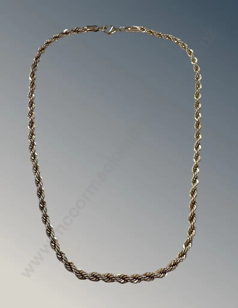 Sterling Silver Twisted Rope Chain, L48cm, TW32.4gms Image 1++