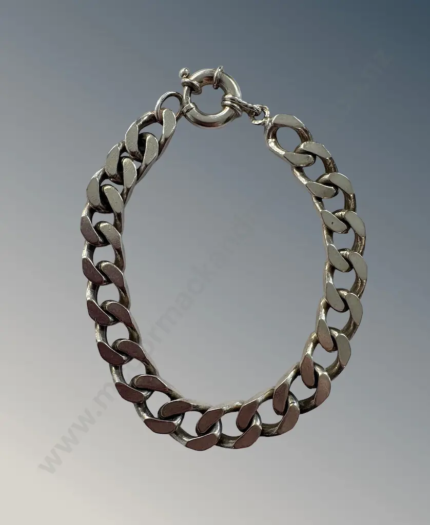 Sterling Silver Heavy Curb Link Chain Bracelet, L18cm, TW33.7gms Image 1++