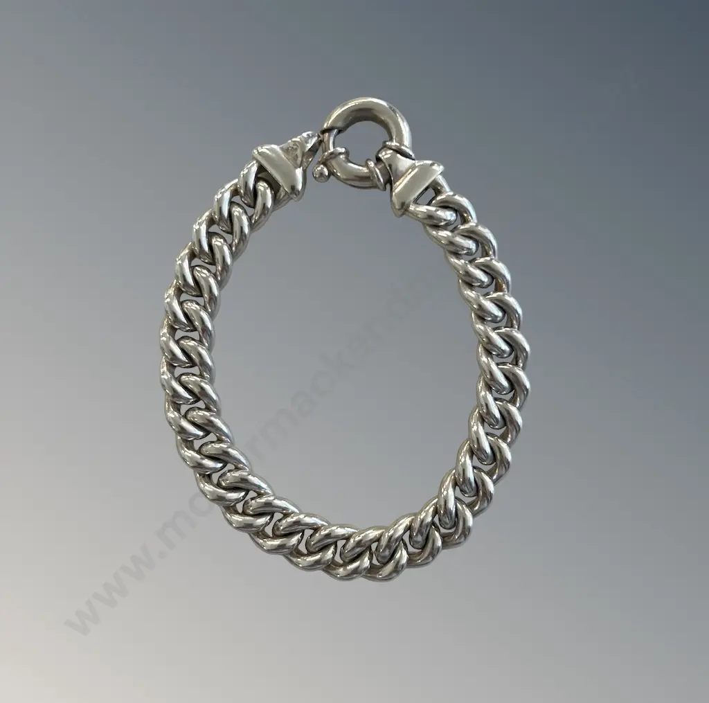 Sterling Silver Curb Link Bracelet, L19cm, TW28.1gms Image 1++