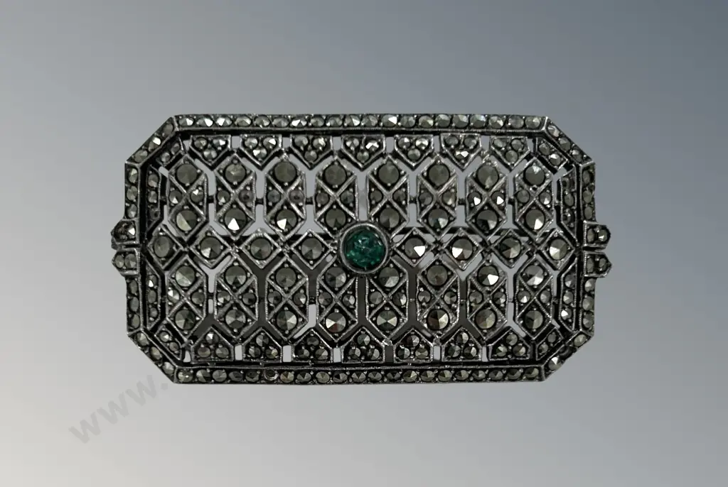 Art Deco Marcasite Brooch, L6cm Image 1++