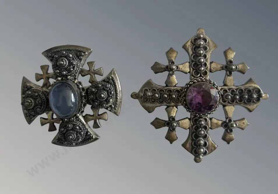 Two Sterling Silver Scottish Celtic Style Brooches Image 1++