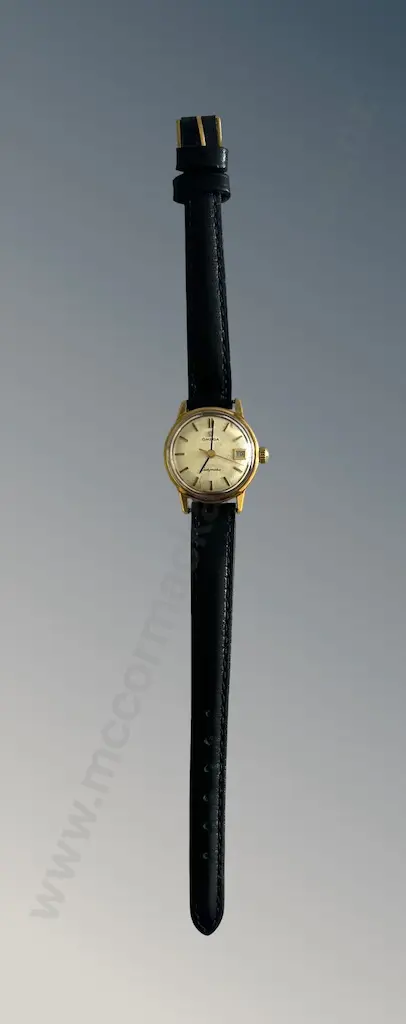 Cased Omega Ladymatic Wristwatch with Leather Strap Image 1++