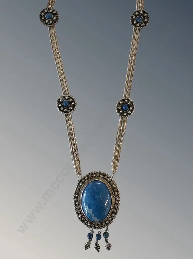 .900 Silver and Turquoise Necklace L46cm Image 1++