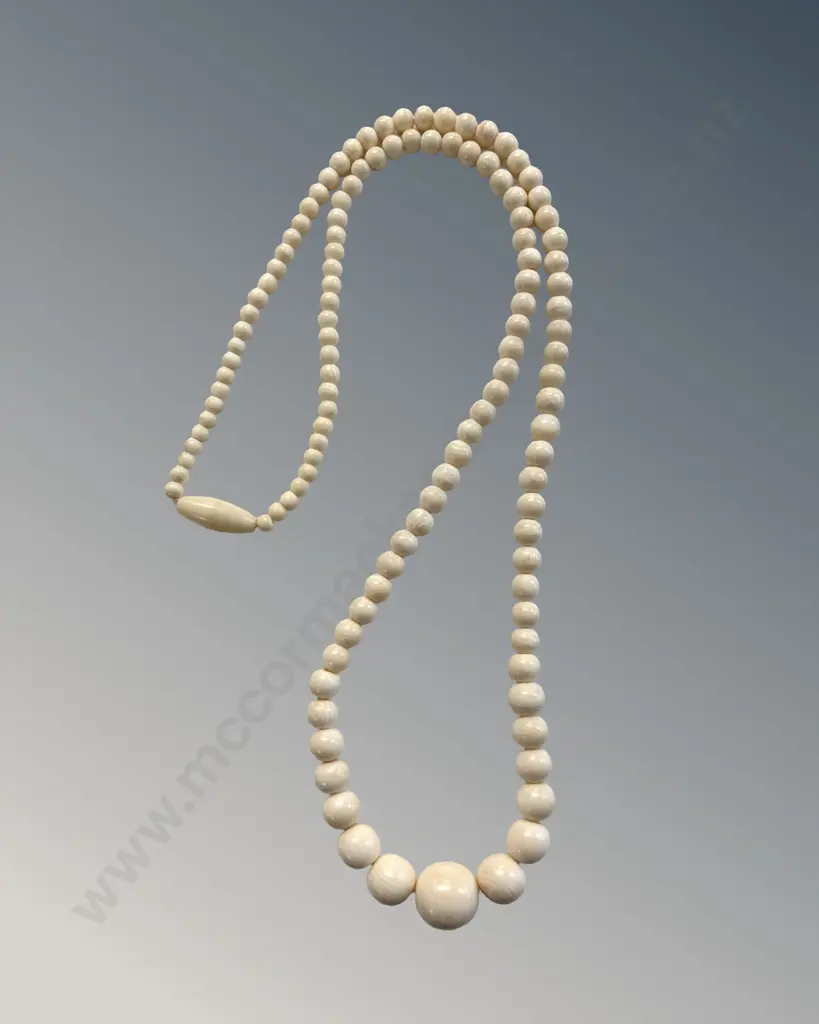 Graduated Ivory Bead Necklace L58cm Image 1++