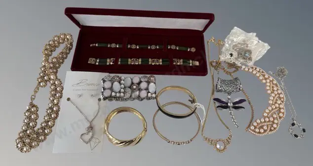Assorted bag of Gold Tone and Semi Precious Stones Costume Jewellery Image 1++