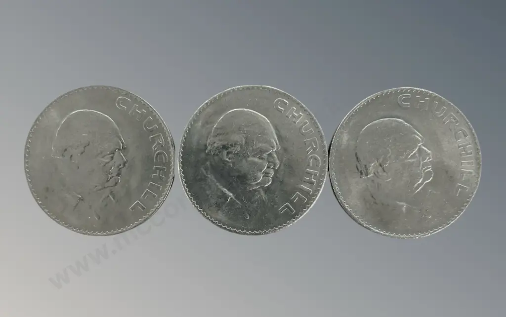 Three British 1965 Winston Churchill Commemorative Crown Coins Image 1++