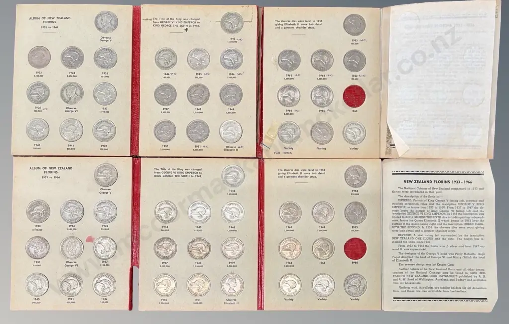 Two New Zealand Florins Coin Albums - missing coins Image 1++