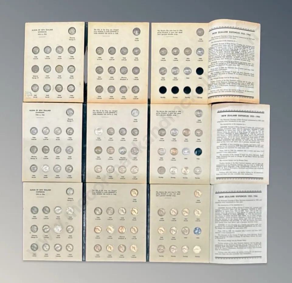 Three New Zealand Six Pence Albums - missing coins Image 1++