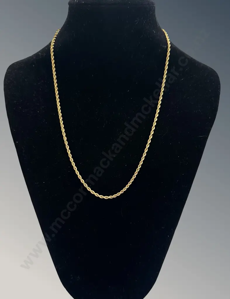 14ct Yellow Gold Rope Link Necklace, L52cm, TW9.7gms Image 1++