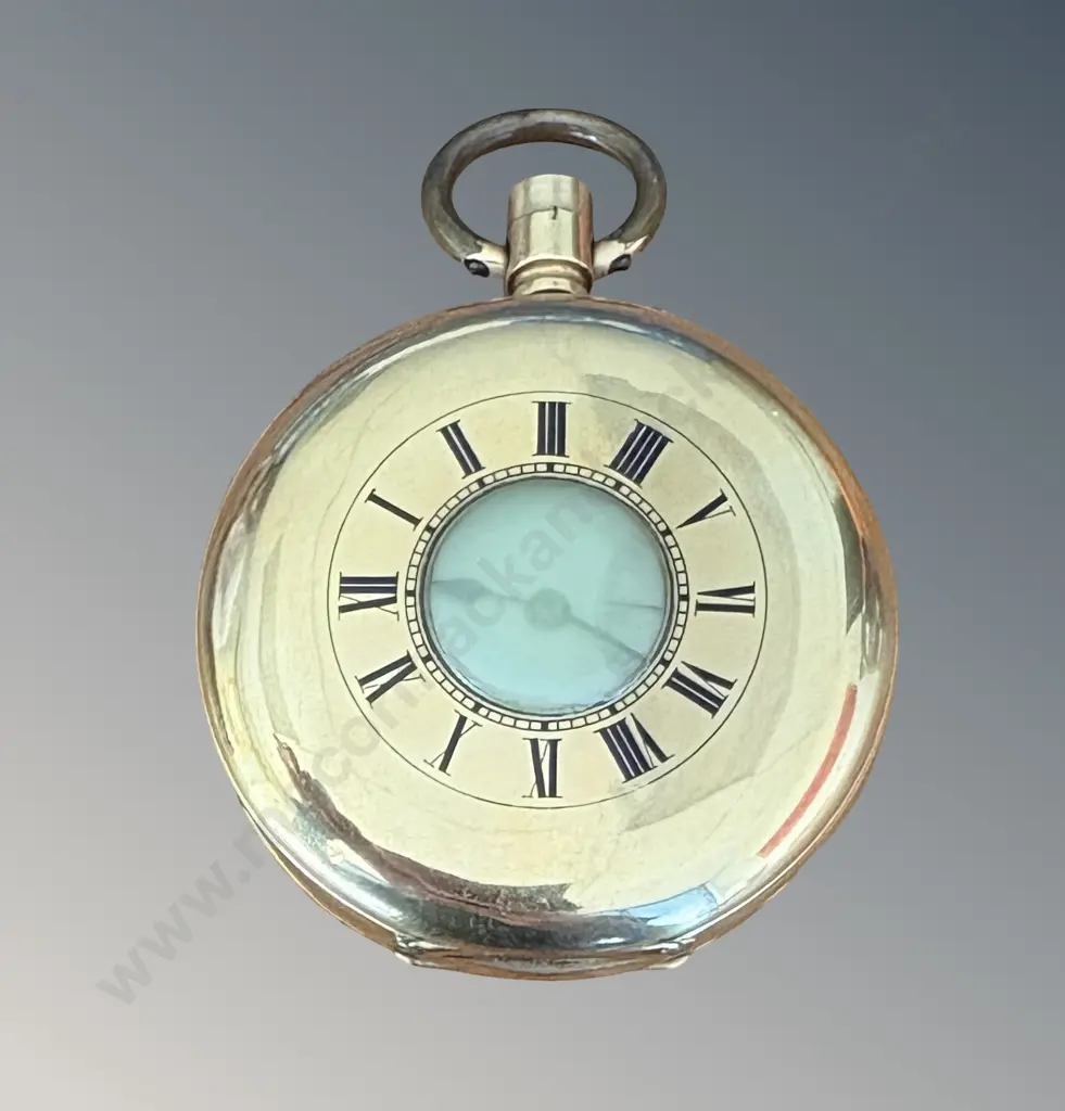 18ct Gold Half Hunter Pocket Watch, (no glass) B Petersen & Co, Christchurch, TW93.2gms Image 1++