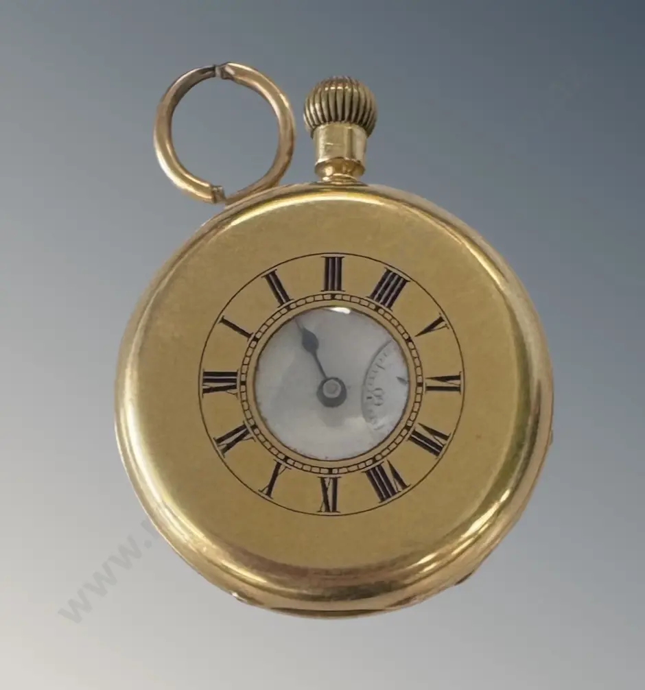 18ct Gold Half Hunter Fob Watch, TW114gms Image 1++