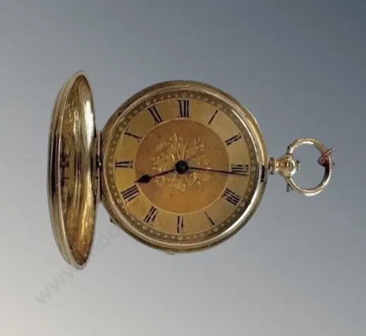 18ct Gold Hunter Pocket Watch with Key, TW33.1gms Image 1++