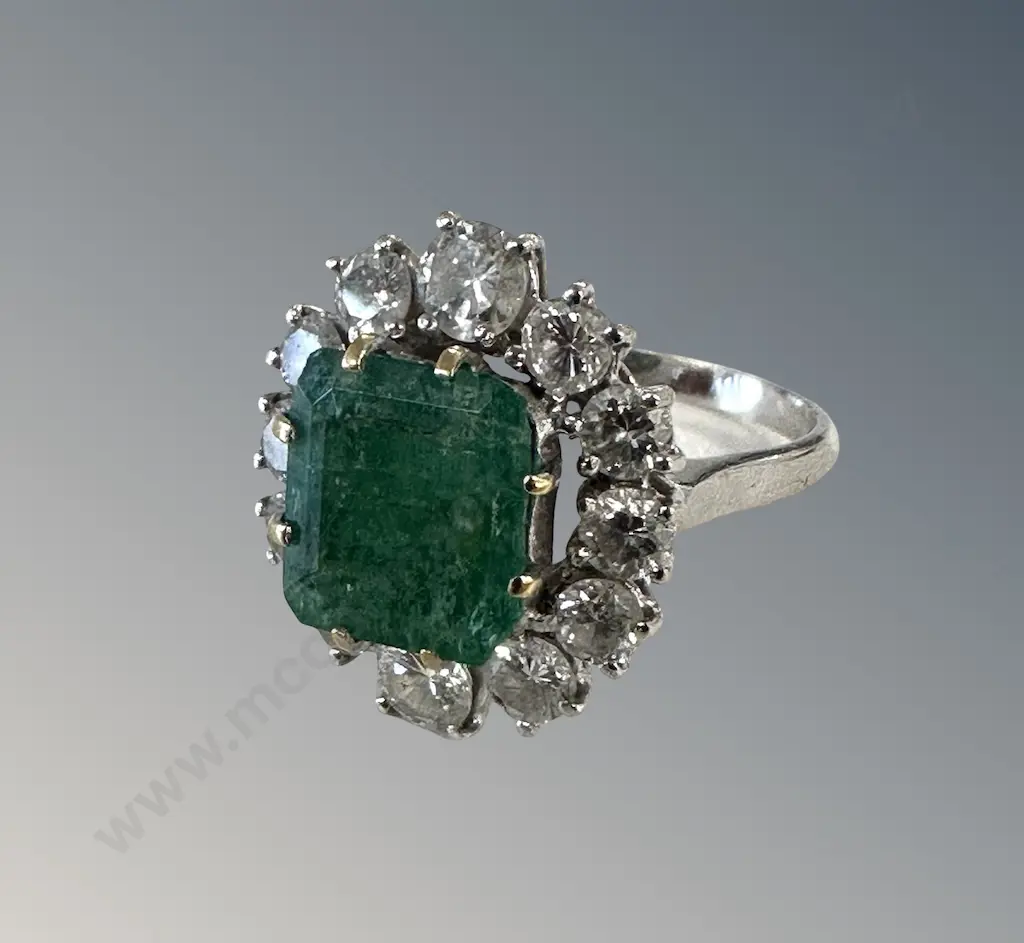 18ct Gold & Platinum Emerald and Diamond Parure Set, Total Gemstone Weight 70.81ct, TW147.22gm,Total Valuation $145,900 Image 1++