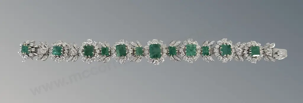 18ct Gold & Platinum Emerald and Diamond Parure Set, Total Gemstone Weight 70.81ct, TW147.22gm,Total Valuation $145,900 Image 1++