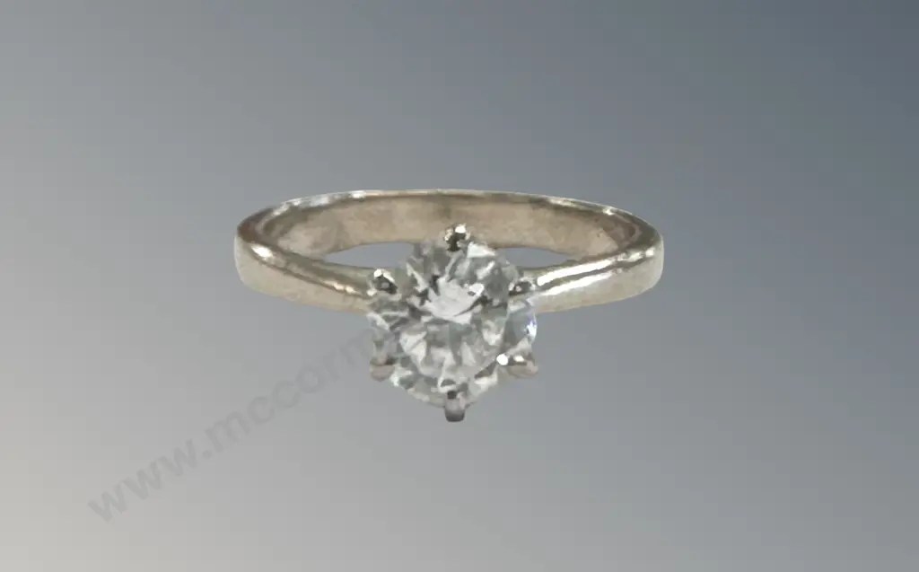 18ct White Gold Diamond and Solitaire Ring, Size L/M, TW4.1gms, Valuation $15800 Image 1++