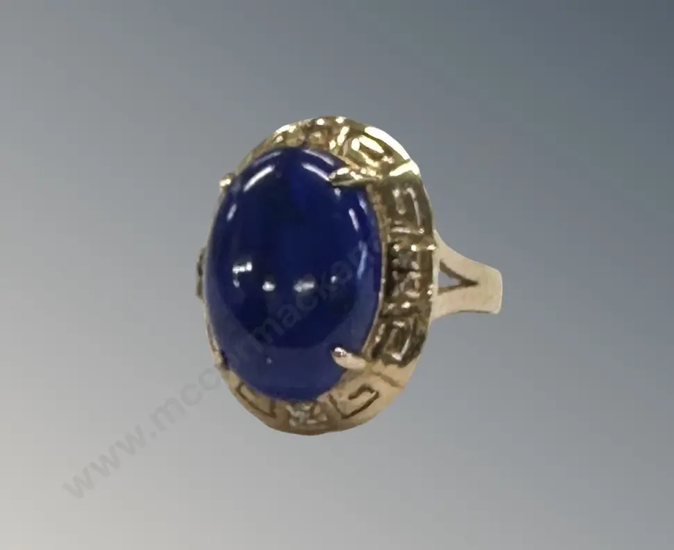 14ct Gold Lapis Lazuli Cocktail Ring, size M, TW7.7gms Image 1++