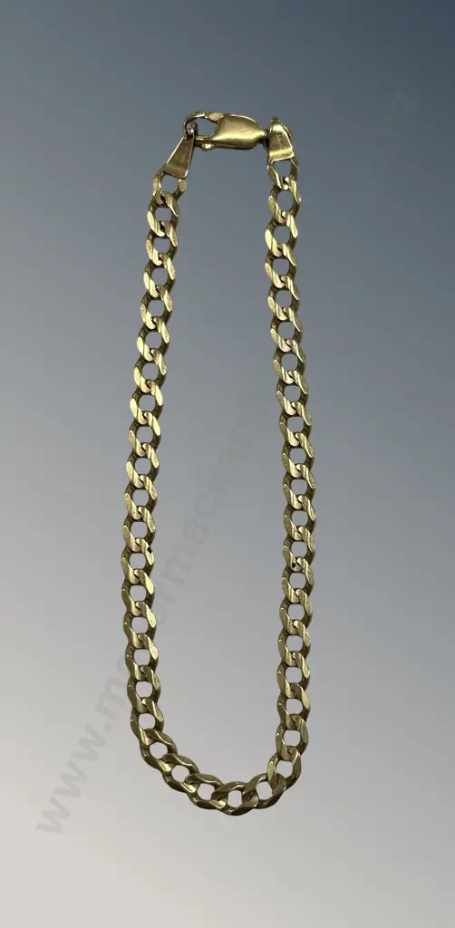18ct Yellow Gold Curb Link Bracelet, L21cm, TW7.2gms Image 1++