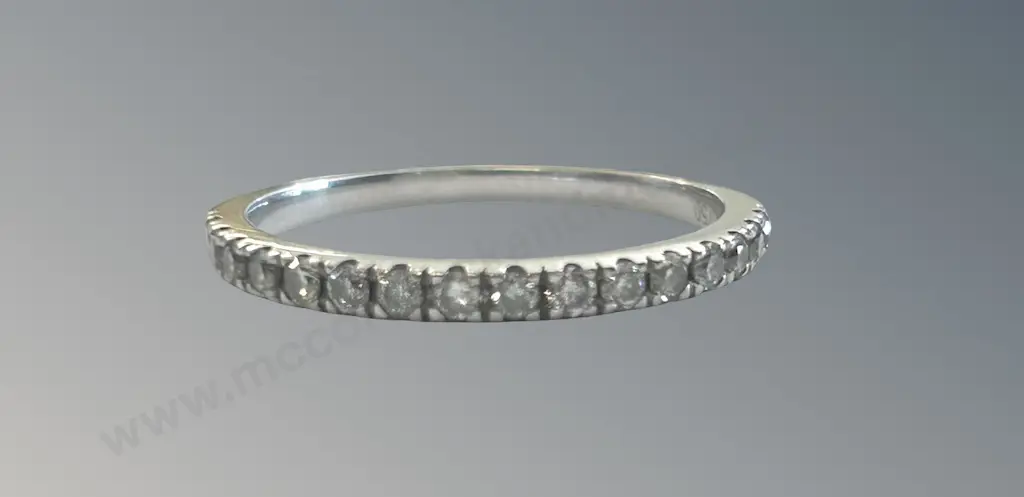18ct White Gold and Diamond Wedding Band, Size N, TW2gms, Valuation $3000 Image 1++
