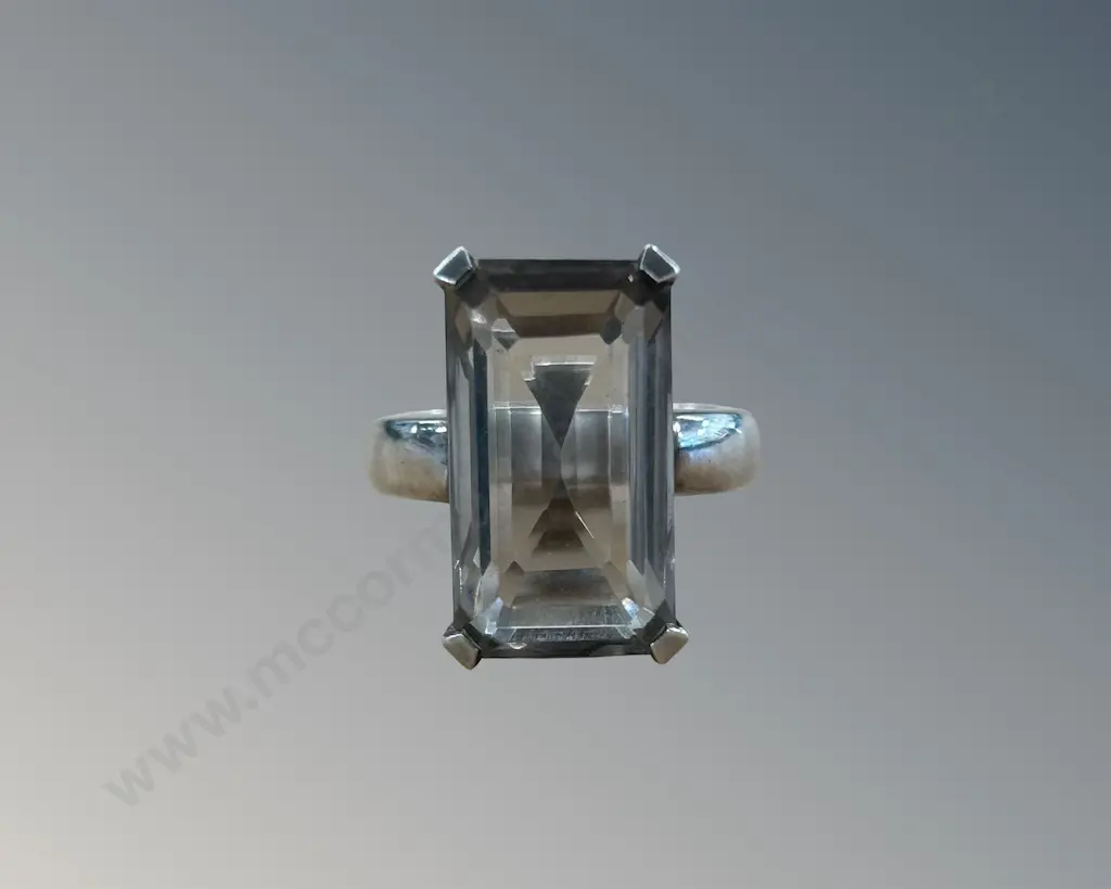Sterling Silver Smokey Quartz Dress Ring, Size L, TW9.8gms Image 1++