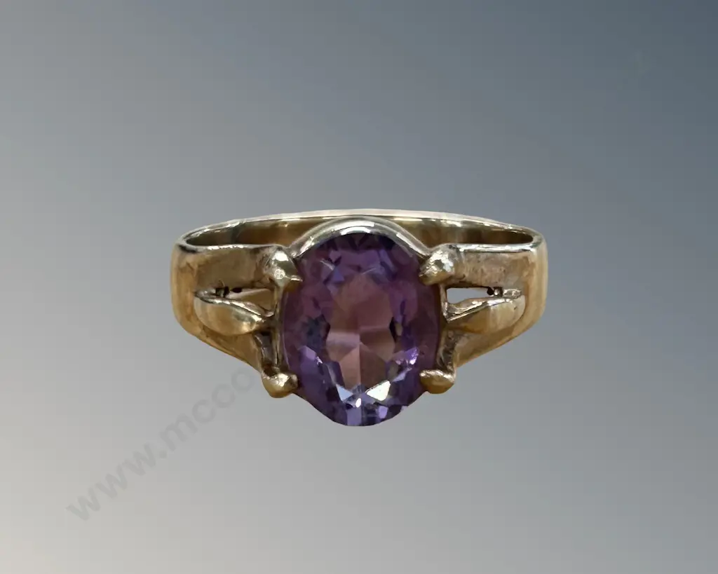 9ct Gold Amethyst Dress Ring, Size M/N,TW3.8gms Image 1++