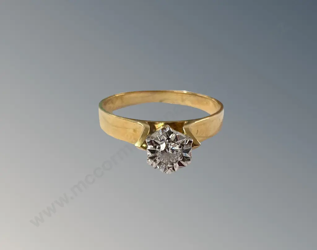18ct Gold Diamond Solitaire Ring, Size N, TW3.1gms Image 1++