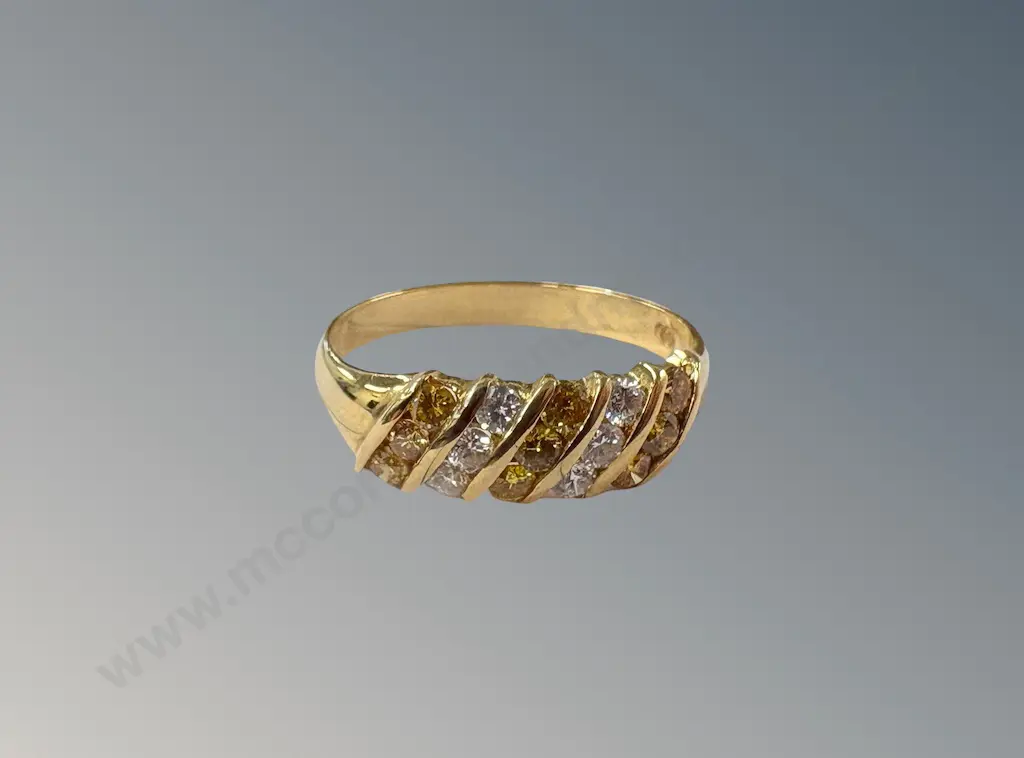 18ct Gold and Diamond Channel Set Dress Ring, Size T, TW4.31gms, Valuation $6500 Image 1++