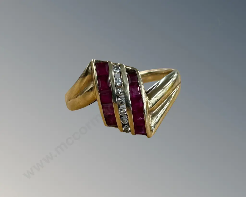 14ct Gold Ruby and Diamond Ring, Size Q, TW4gms Image 1++
