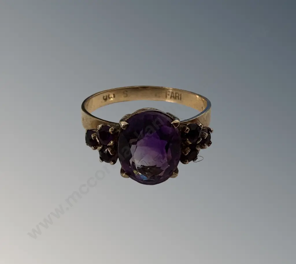 9ct Gold Amethyst Dress Ring, Size Q/R, TW3.3gms Image 1++