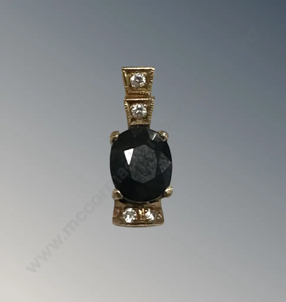 18ct Sapphire and Diamond Pendant TW1.3gms Image 1++