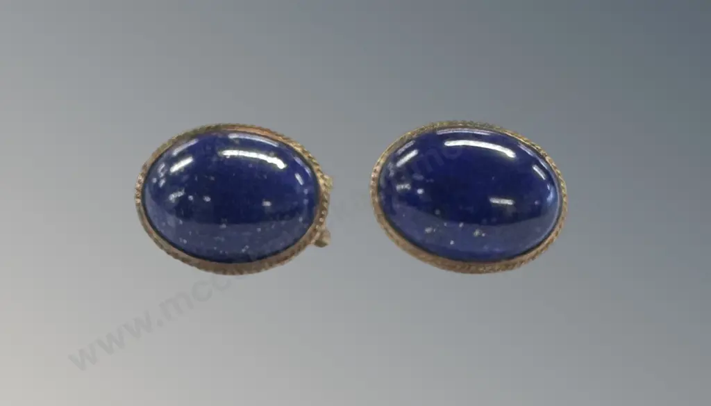 14ct Gold Lapis Lazuli Earrings, 1.7x1.2cm, TW4.7gms Image 1++