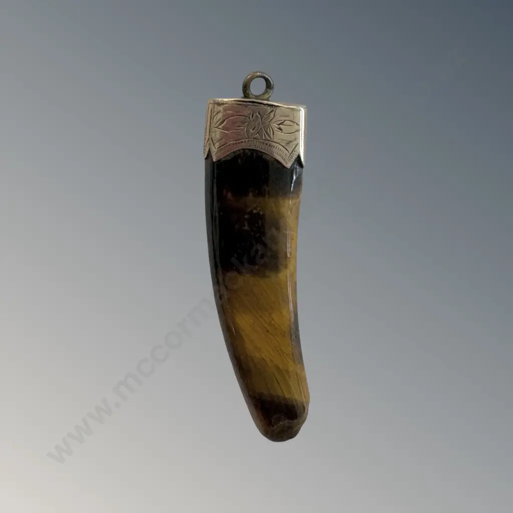 9ct Gold Mounted Tigers Eye Pendant, TW4.4gms Image 1++