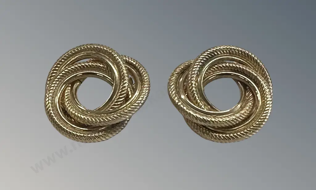 Pair of 9ct Gold Knot Earrings, TW4.9gms Image 1++