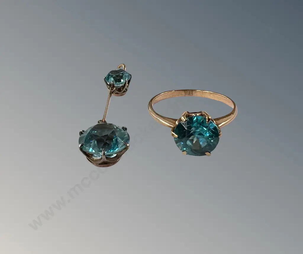 9ct Gold and Zircon Ring, Size O and 9ct Gold Zircon Pendant, TW5.00gms Image 1++