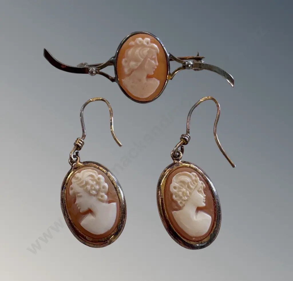 Cameo Earrings and Brooch Image 1++
