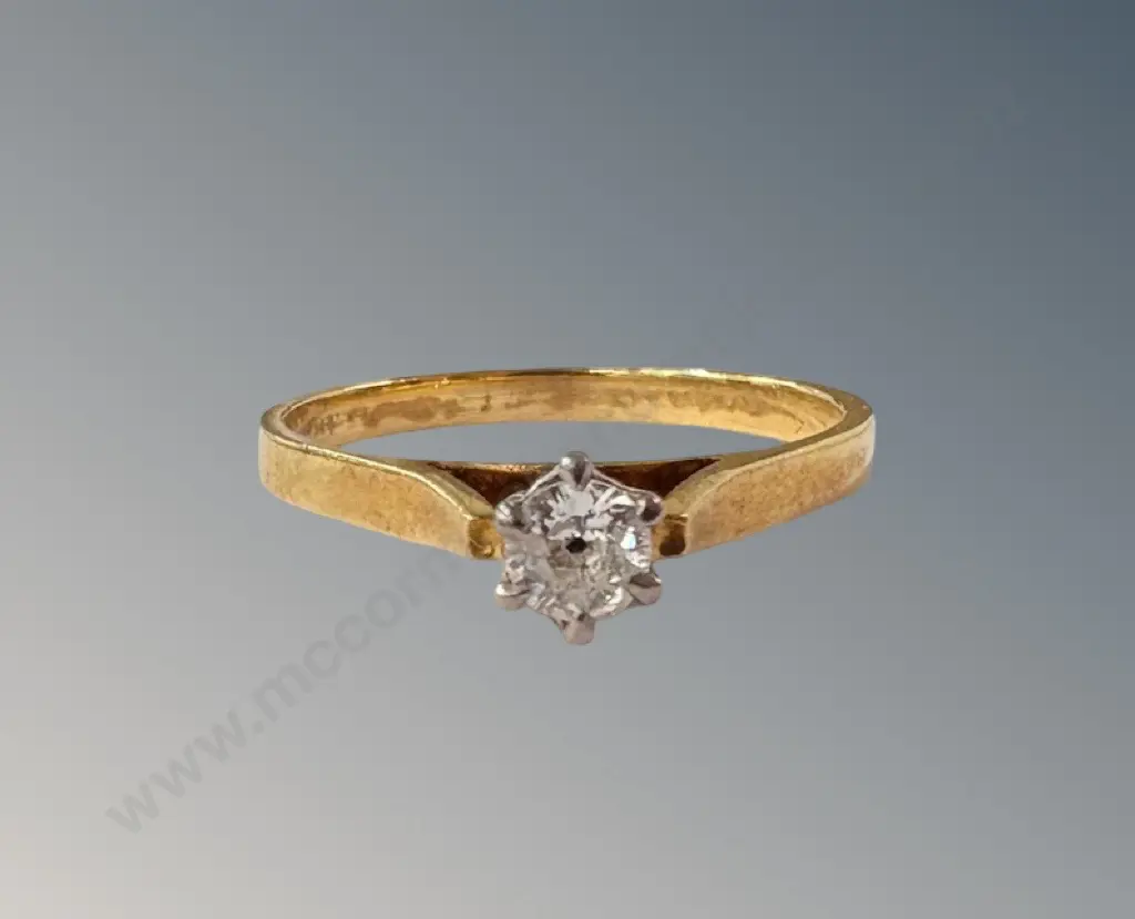 18ct Gold Diamond Solitaire Ring, Size O, TW2.5gms, Valuation $2020 Image 1++