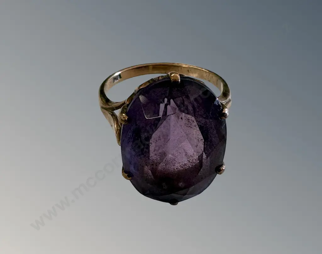 9ct Gold Amethyst Dress Ring, Size N/O TW5.7gms Image 1++