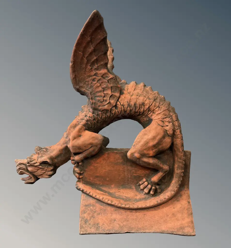 Terracotta Dragon Roof Tile H67cm Image 1++